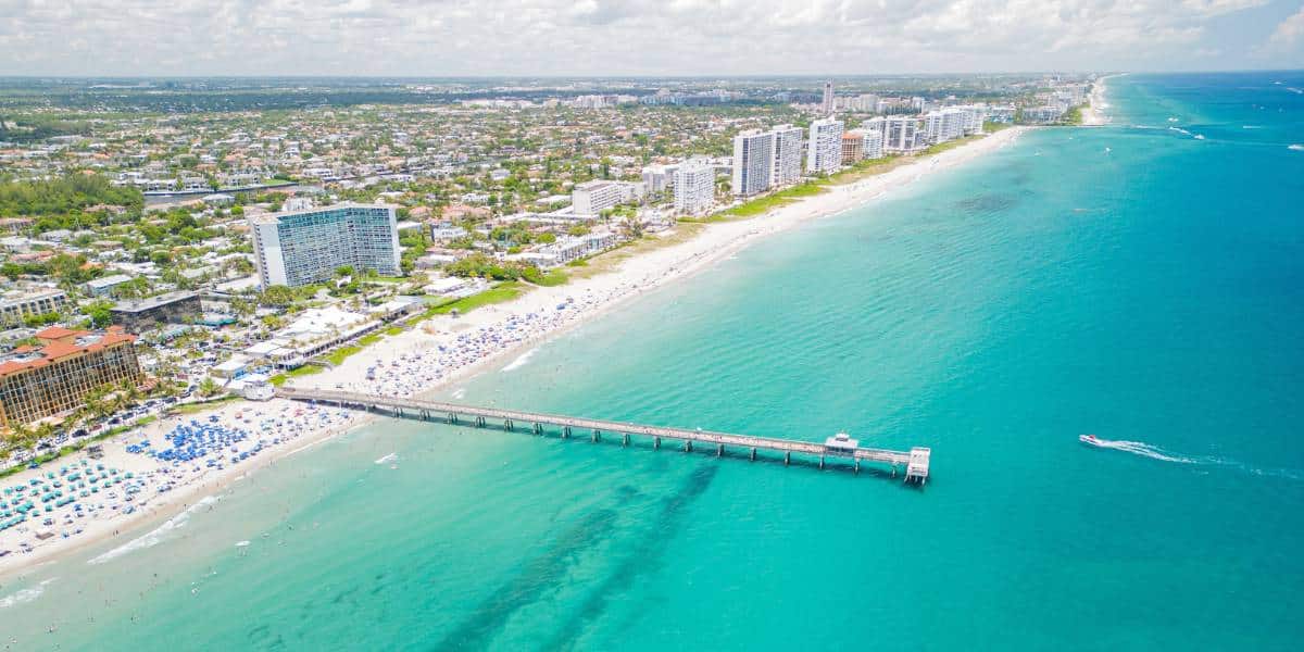 An aerial shot of floridas coast.